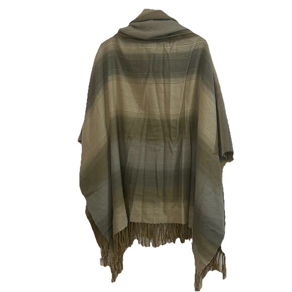Free People Desert Dream Tan Striped Cowl Neck Poncho Southwestern Boho OS - Picture 2 of 7